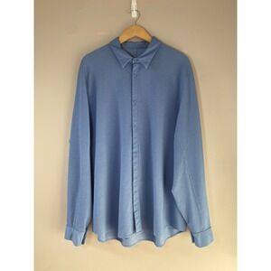 Lululemon Lab Mens Blue Long Sleeve Button Down Technical Knit Shirt XL